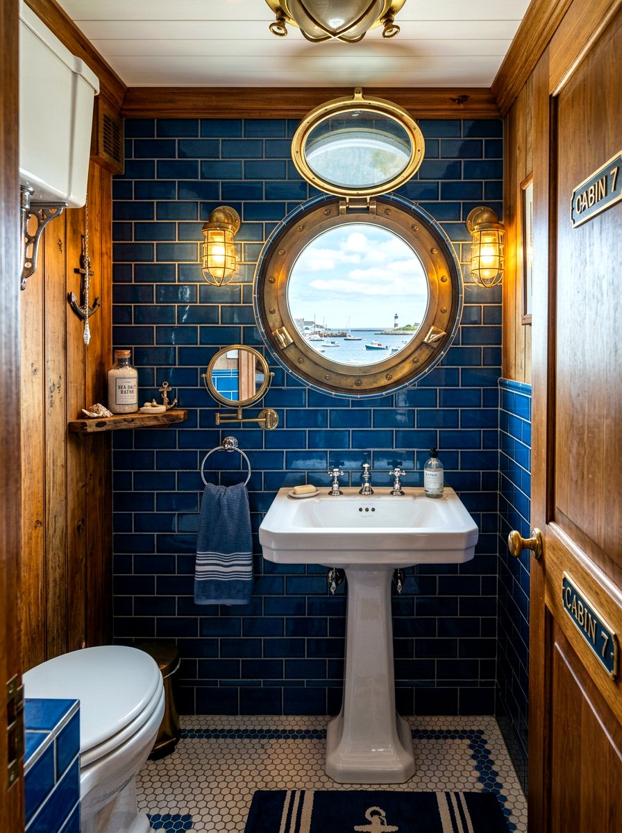 Porthole window bathroom - 30 nautical bathroom ideas