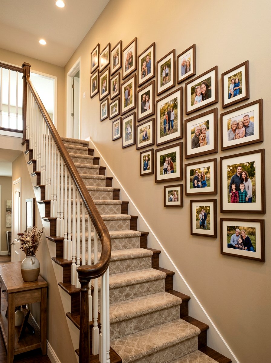 Portrait Gallery Staircase - 30 stair gallery wall ideas