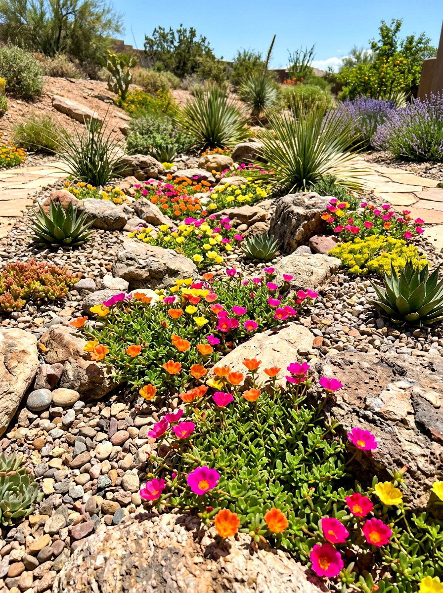 Portulaca for dry garden beds - 30 annual flower bed ideas