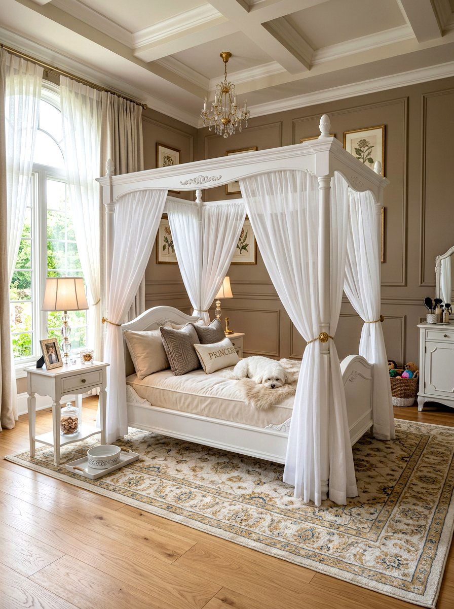 Posh Canopy Dog Bed Room - 30 dog bedroom decor ideas