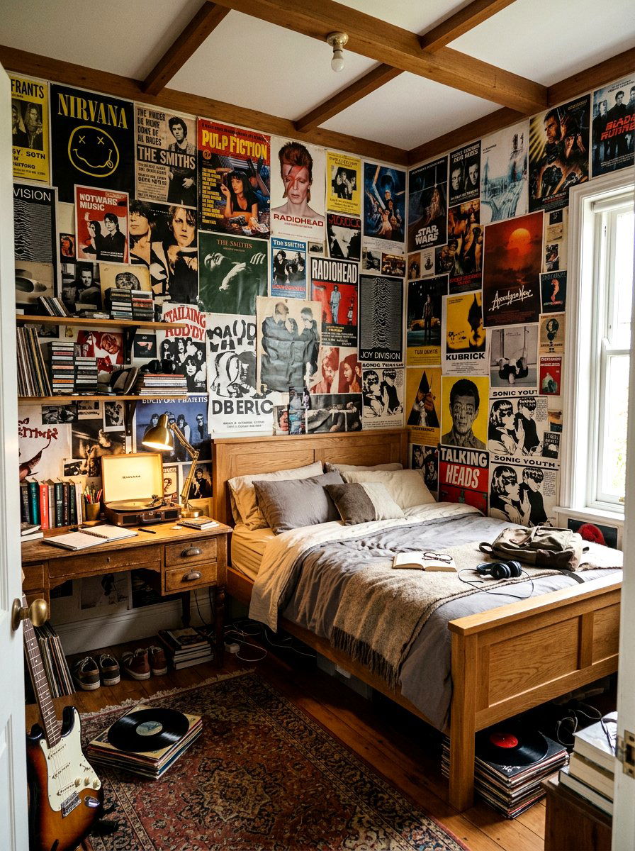 Poster Wall Nostalgia Core Bedroom - 30 nostalgia core bedroom ideas