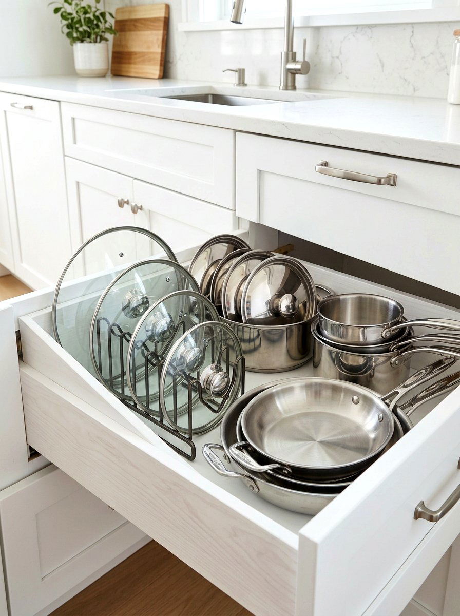 Pot Lid Organizer - 30 kitchen organization ideas