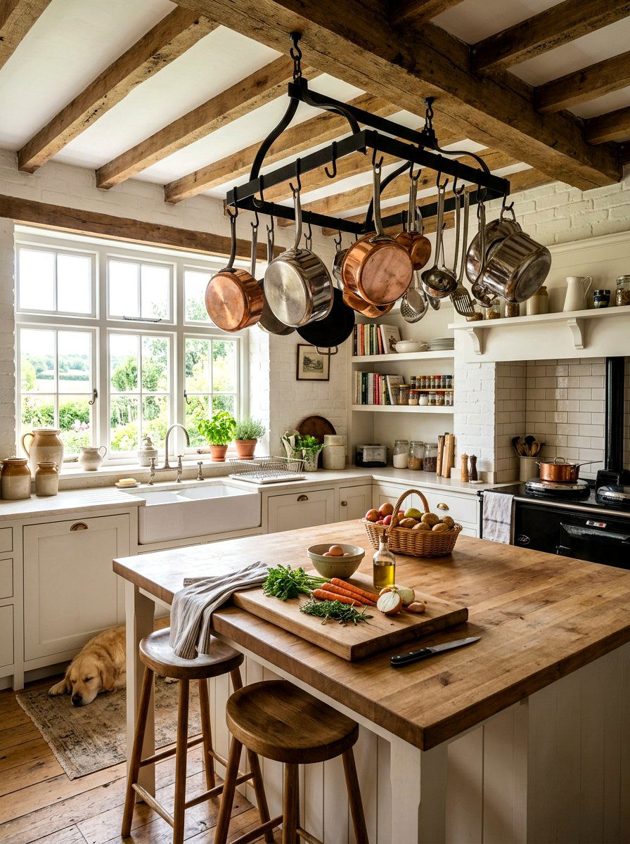 Pot Rack Kitchen - 30 farmhouse kitchen ideas