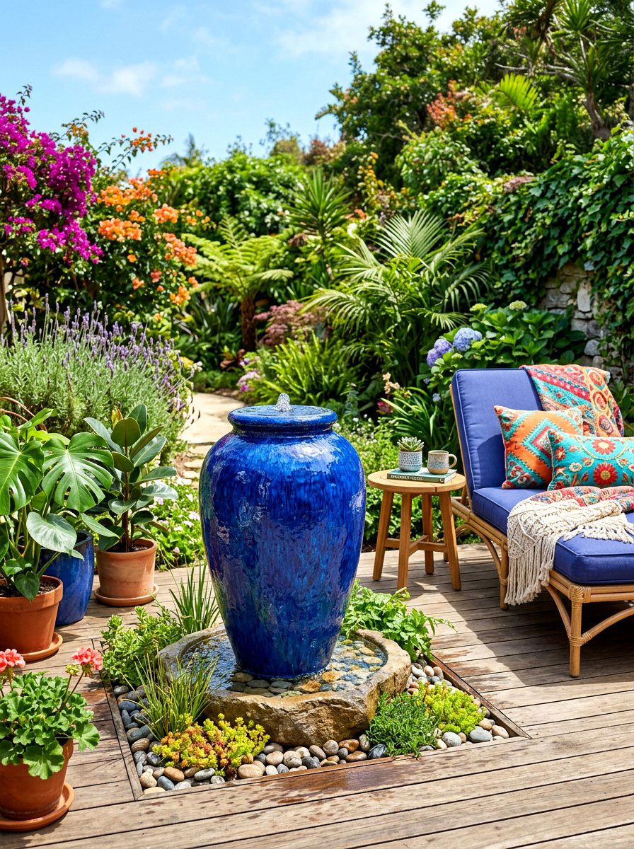Pot fountain - 30 patio fountain ideas