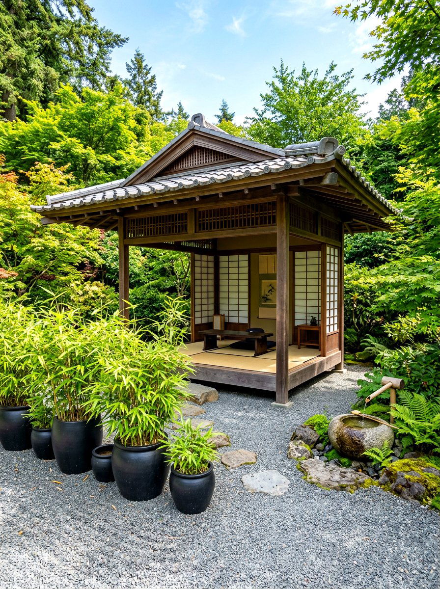 Potted Bamboo Barrier - 30 gazebo privacy ideas
