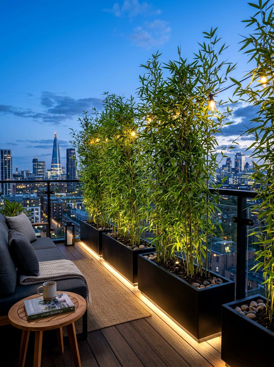 Potted Bamboo Screen - 30 living privacy wall ideas
