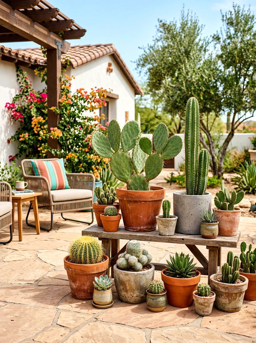 Potted Cactus Arrangement - 30 cactus garden ideas