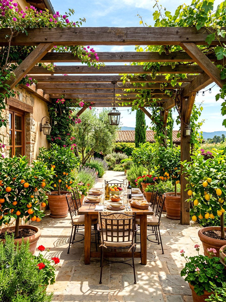 Potted Citrus Backyard Pergola - 30 potted citrus backyard ideas