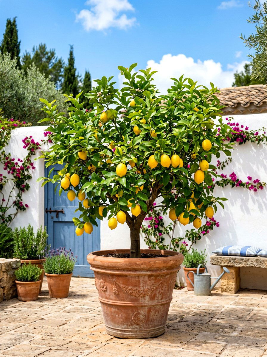 Potted Citrus Tree - 30 Spanish courtyard exterior ideas
