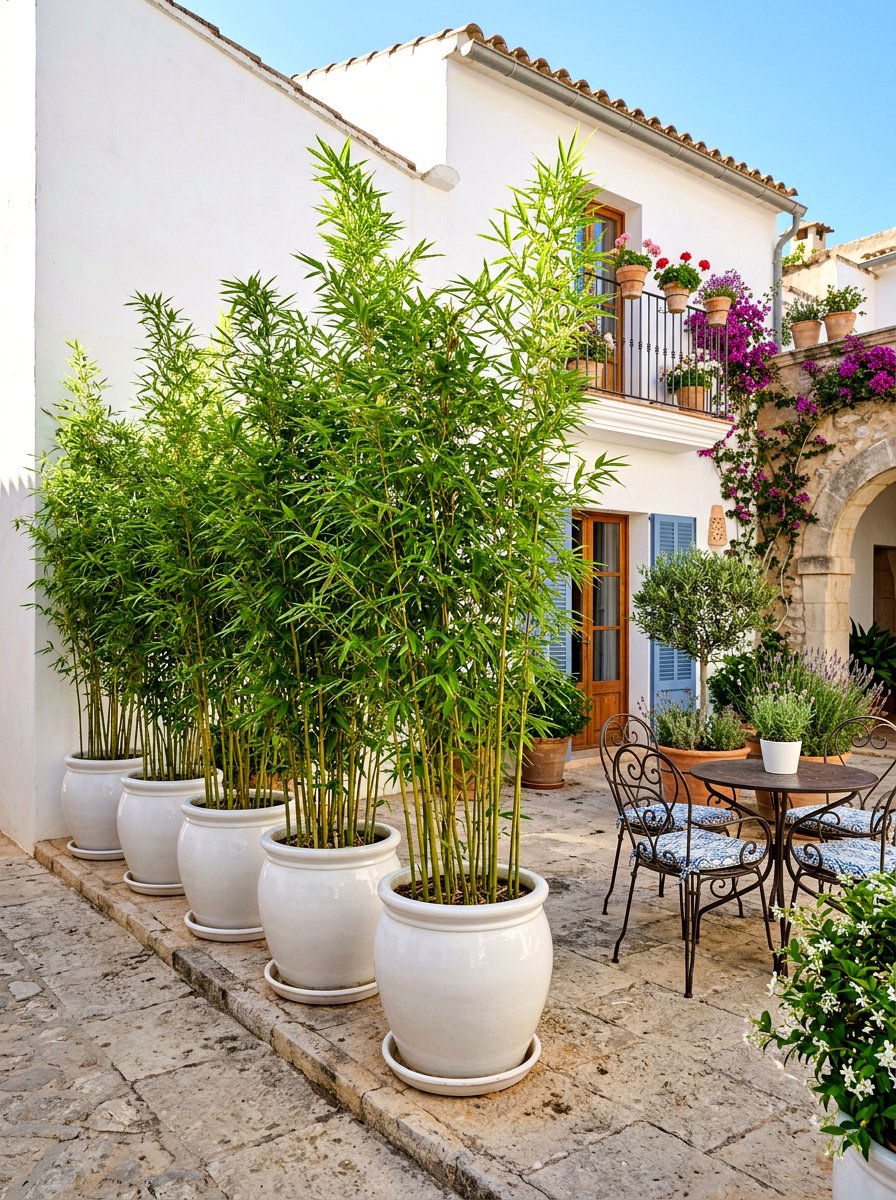 Potted Clumping Bamboo - 30 bamboo privacy screen ideas