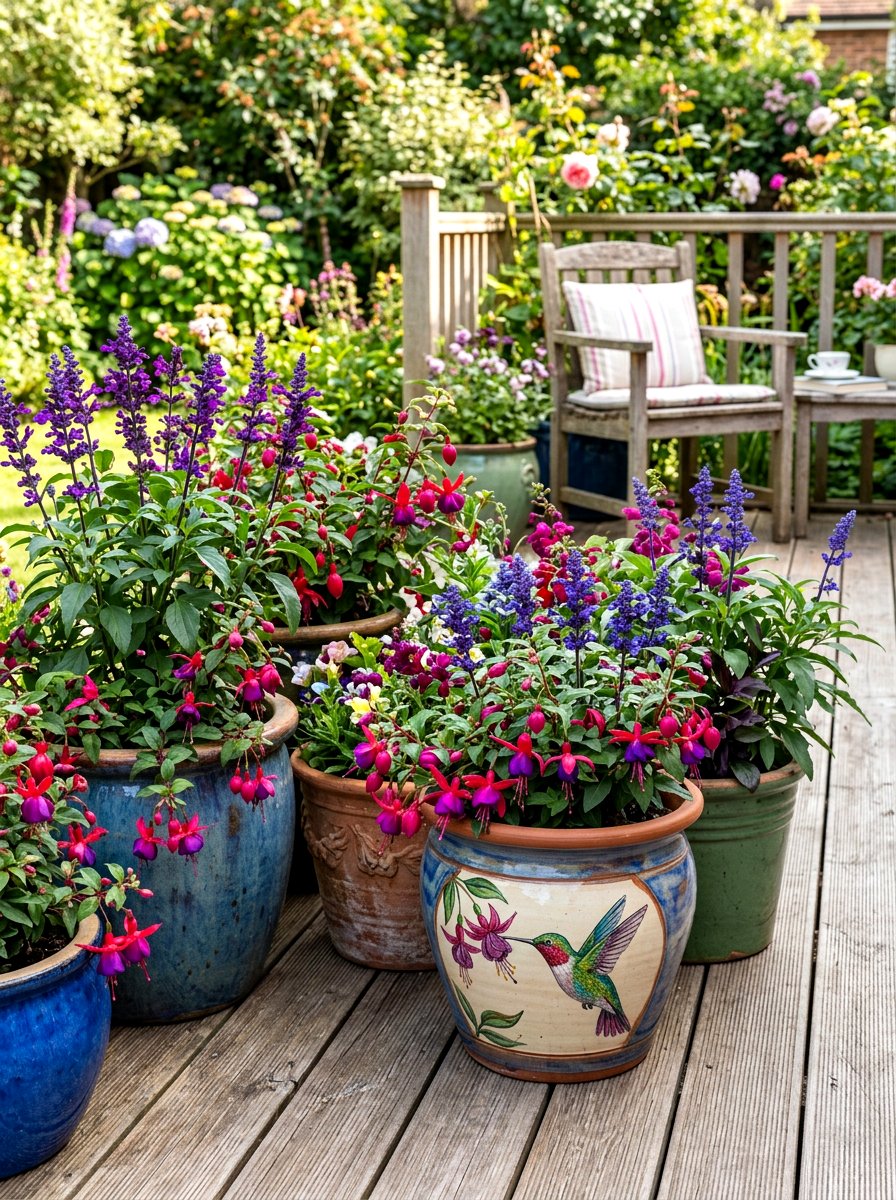Potted Container Border - 30 hummingbird border ideas