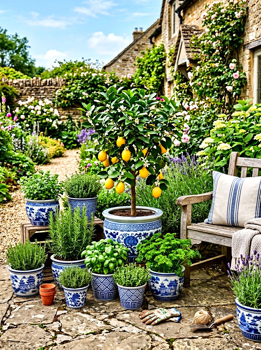 Potted Container Garden - 30 small yard landscaping ideas