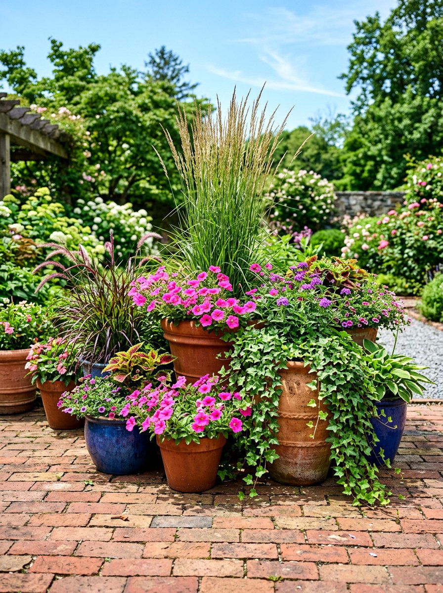 Potted Container Garden - 30 budget patio ideas