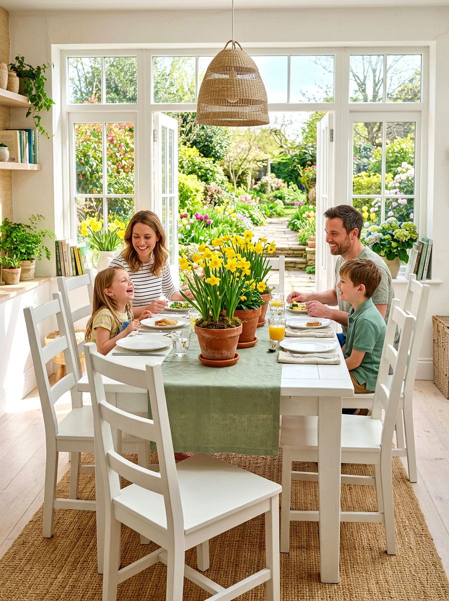 Potted Daffodils - 30 spring dining table ideas