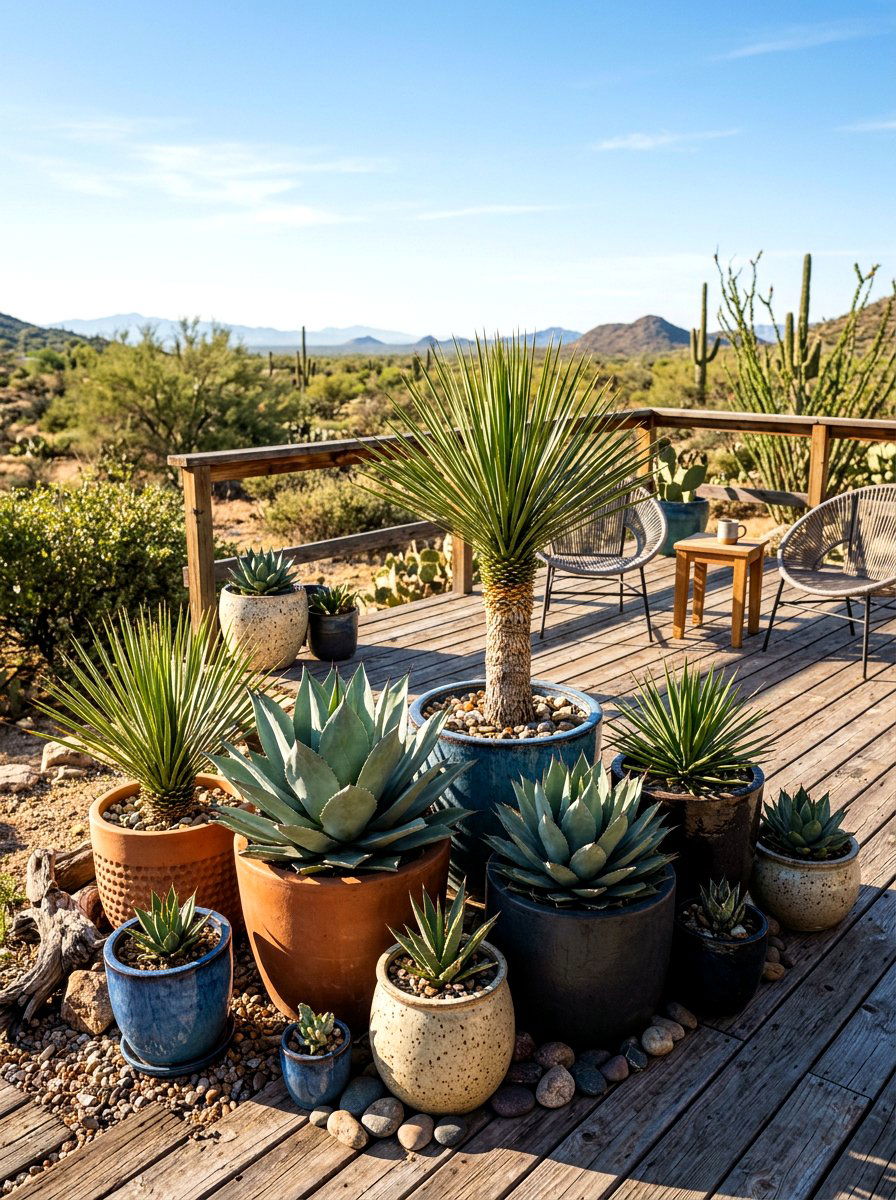 Potted Desert Garden - 30 low water backyard ideas