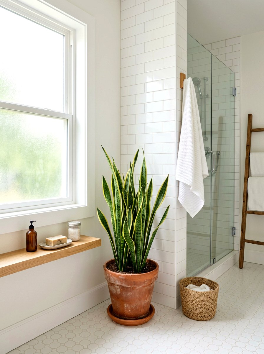 Potted Evergreen Plant - 30 winter bathroom styling ideas