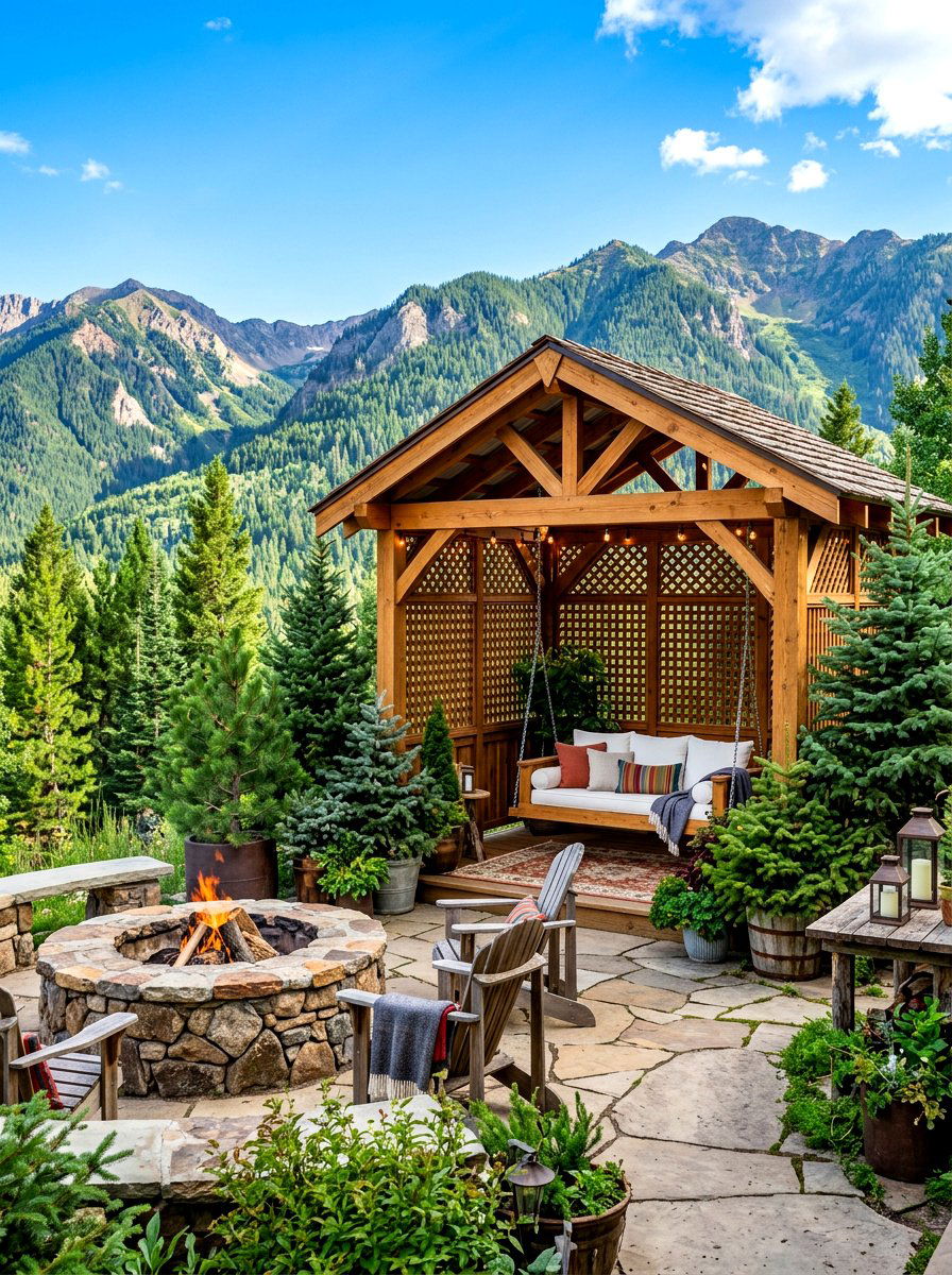 Potted Evergreen Trees - 30 gazebo privacy ideas