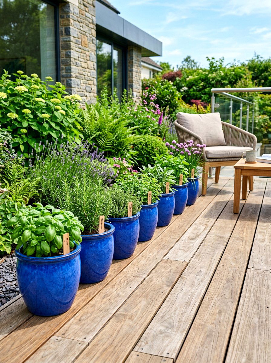 Potted Herb Border Arrangement - 30 herb border garden ideas