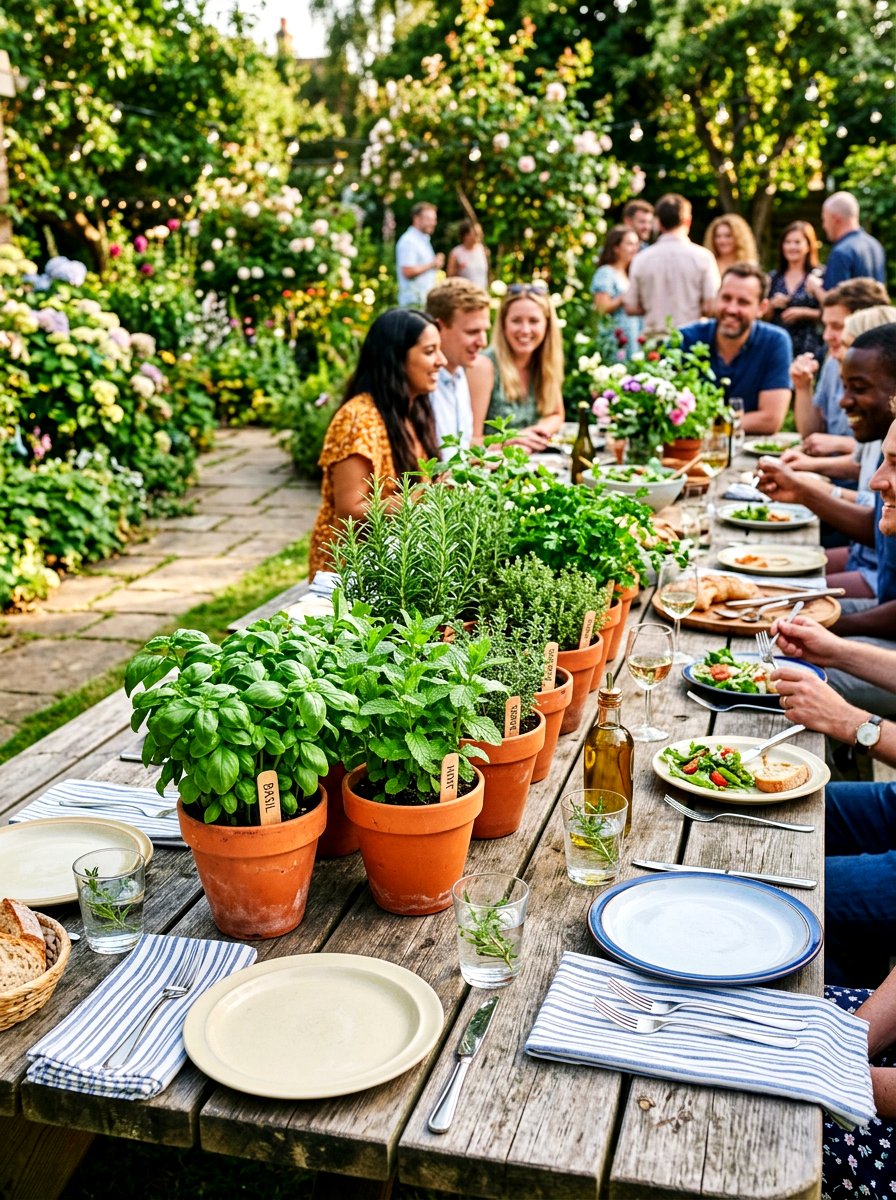 Potted Herb Centerpiece - 30 picnic party decor ideas
