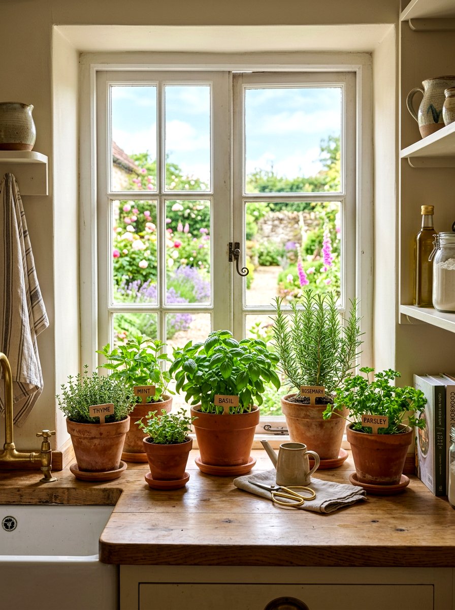 Potted Herb Garden - 30 cottage home decor ideas