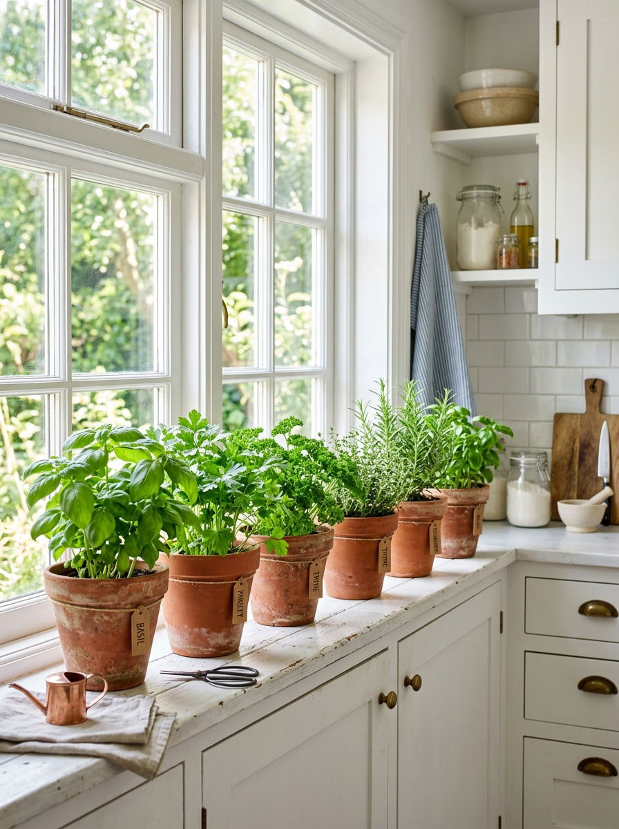 Potted Herb Small Kitchen - 30 small kitchen ideas