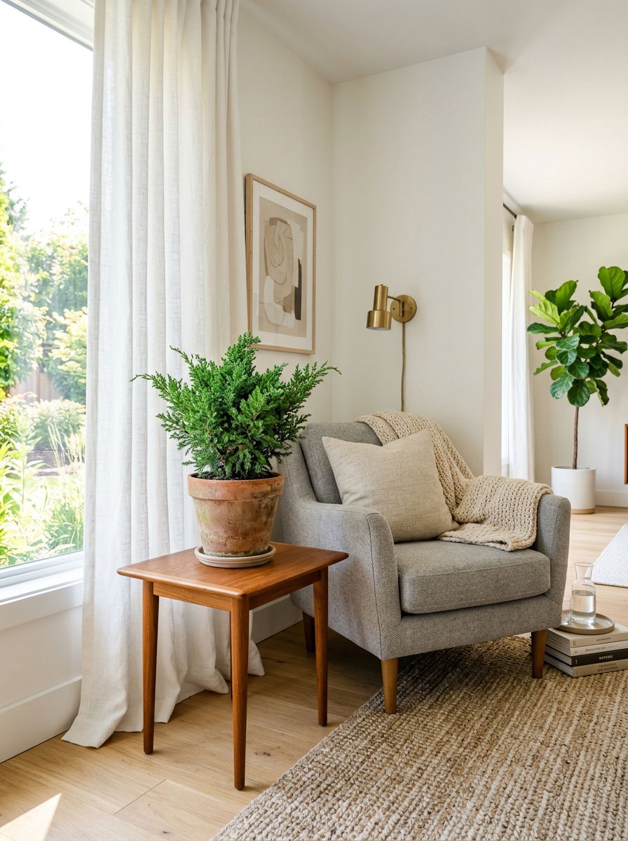 Potted Juniper Bush - 30 winter greenery decor ideas