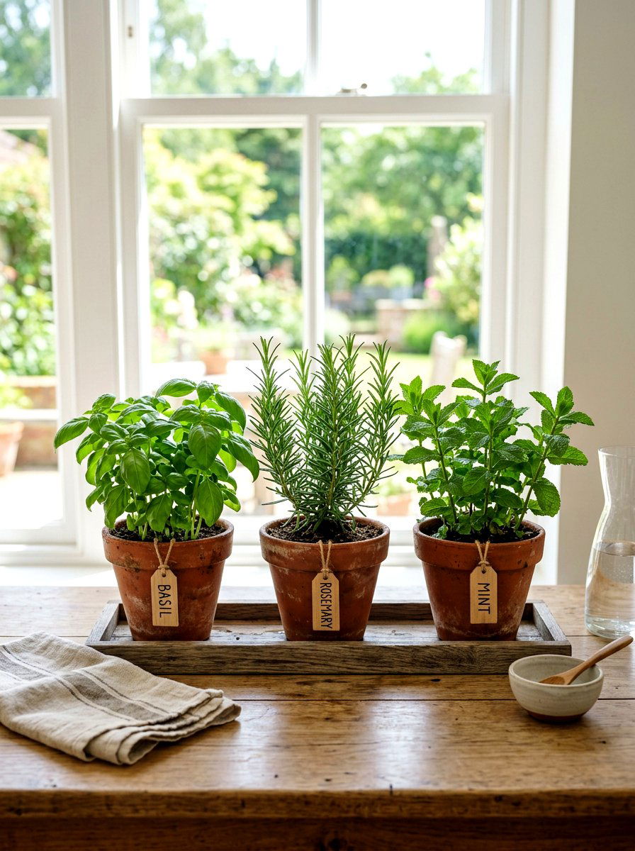 Potted Kitchen Table Herbs - 30 kitchen table decor ideas