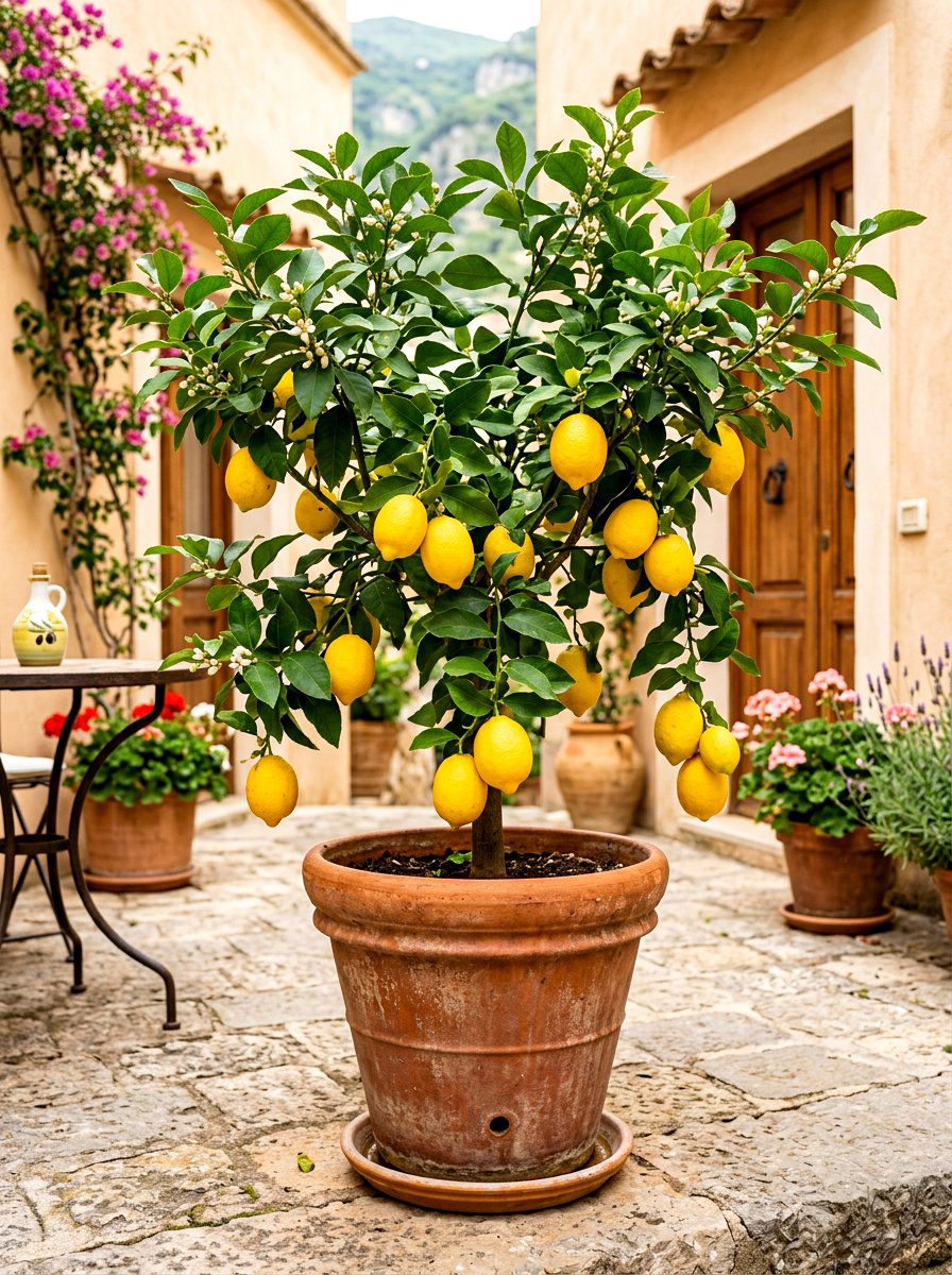 Potted Lemon Tree - 30 poolside planters ideas