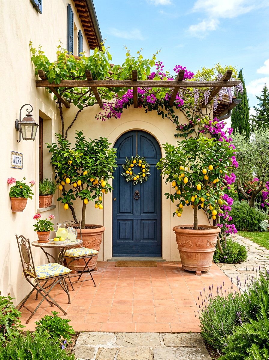 Potted Lemon Tree Porch - 30 July porch ideas aesthetic