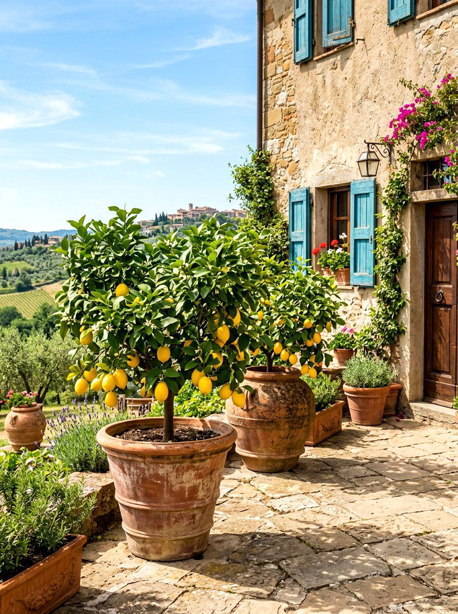 Potted Lemon Trees - 30 Tuscan courtyard ideas