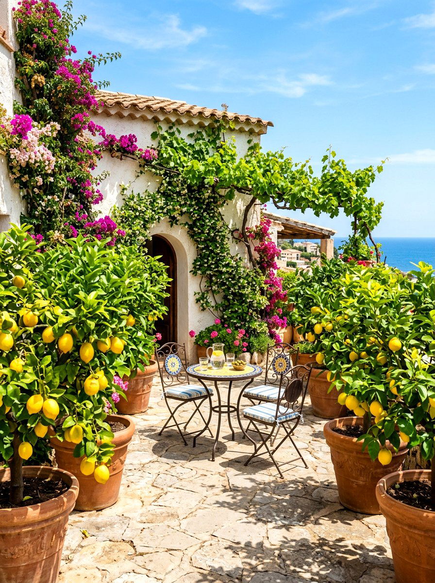 Potted Lemon Trees - 30 Mediterranean patio ideas