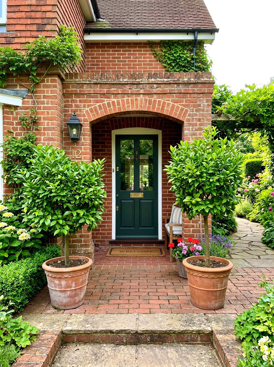 Potted Lime Tree Entryway - 30 potted citrus backyard ideas