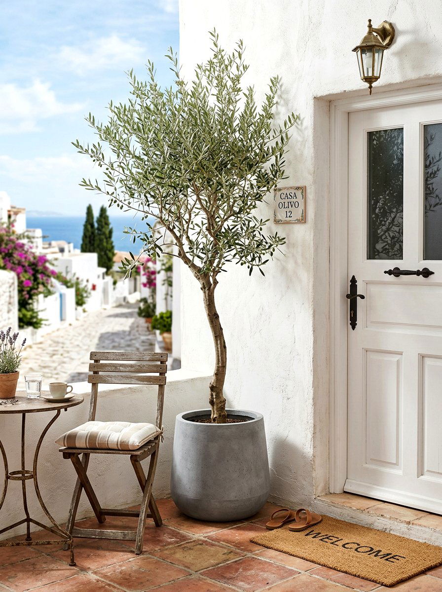 Potted Olive Tree Porch - 30 tiny front porch ideas