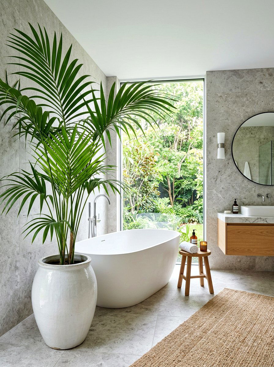 Potted Palm In Bathroom - 30 bathroom jungle ideas