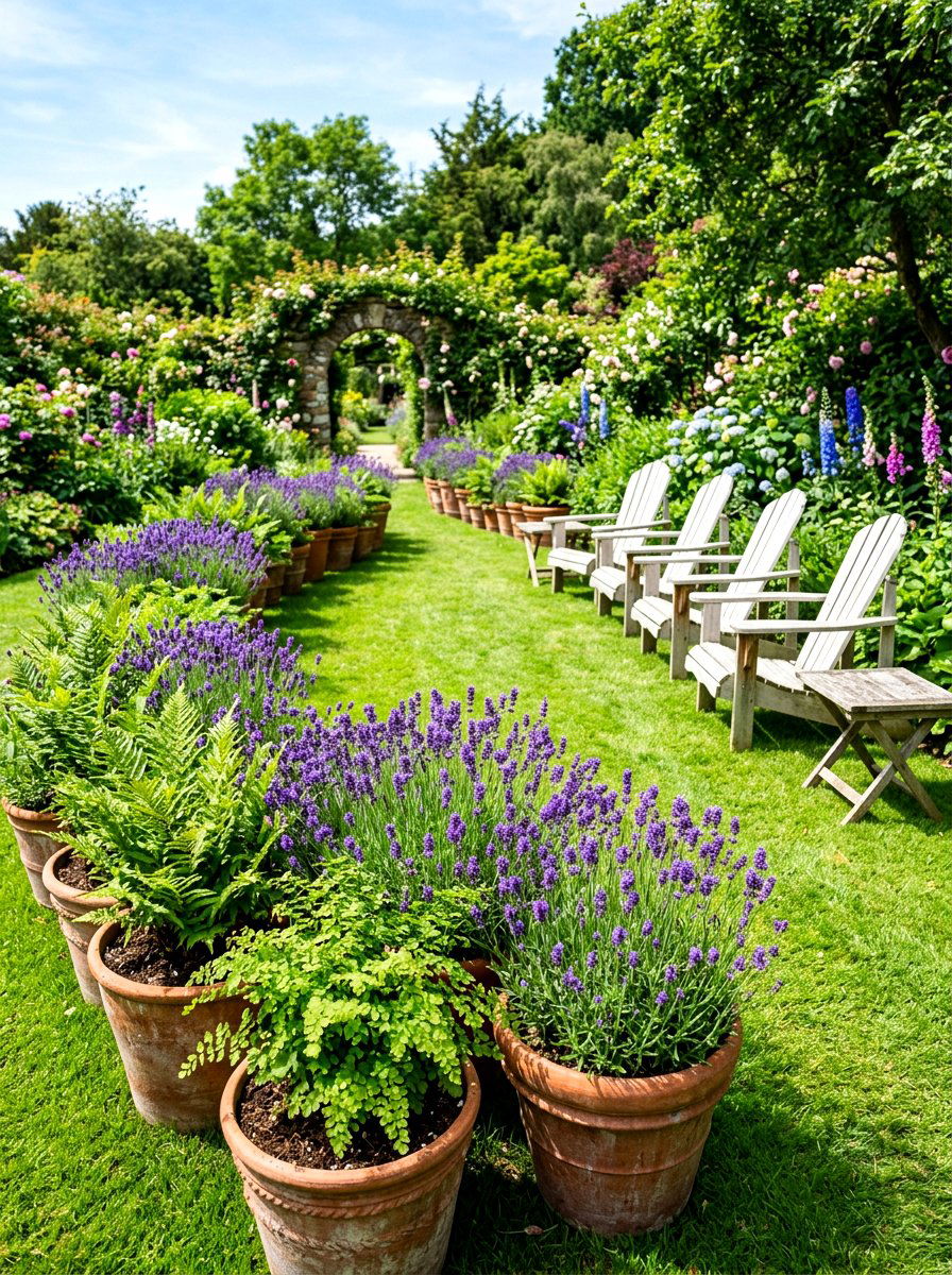 Potted Plant Aisle Decor - 30 backyard wedding decor ideas
