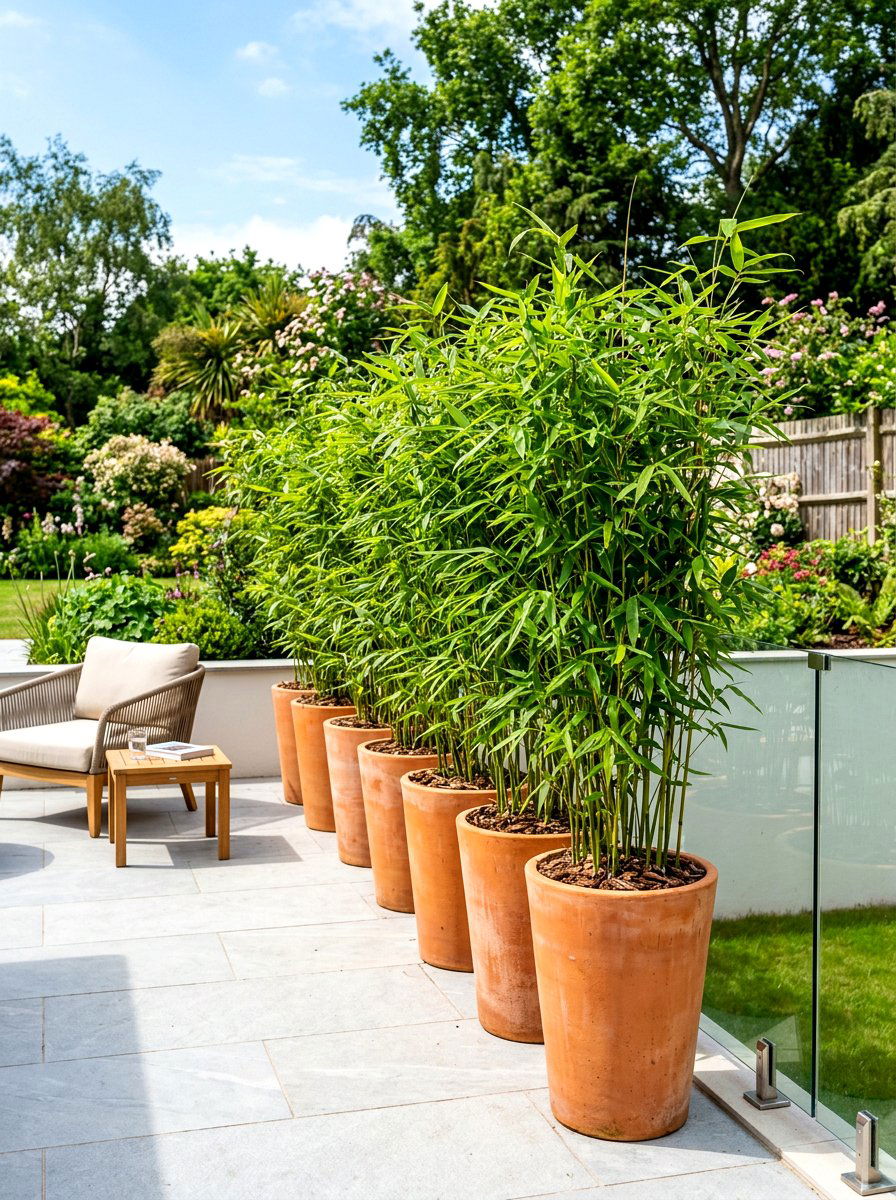 Potted Plant Barrier - 30 trash enclosure privacy ideas