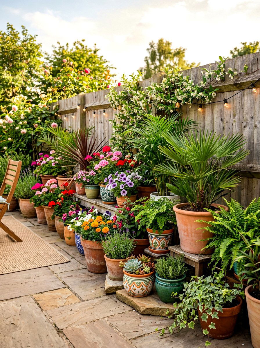 Potted Plant Border - 30 fence border ideas