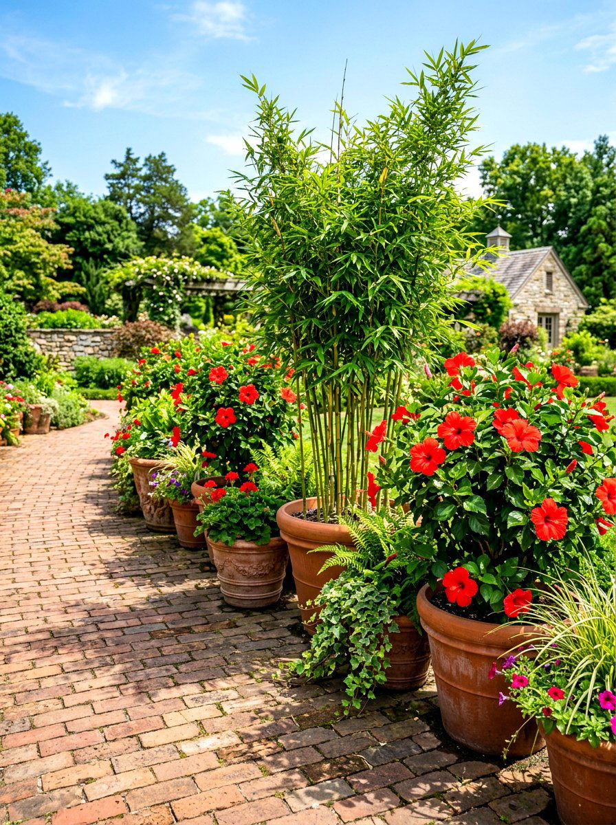 Potted Plant Border - 30 front yard privacy ideas