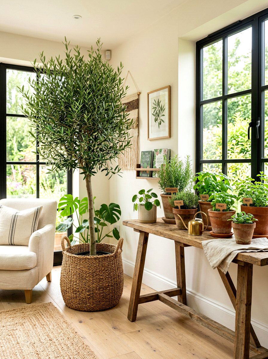 Potted Plant Greenery Corner - 30 Nancy Meyers breakfast nook ideas