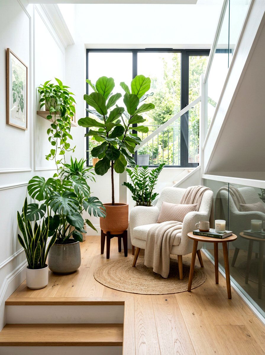 Potted Plant Landing - 30 landing reading nook ideas