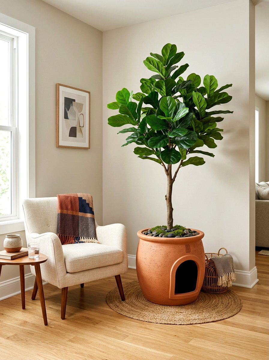 Potted Plant Litter Box Enclosure - 30 hidden litter box furniture ideas