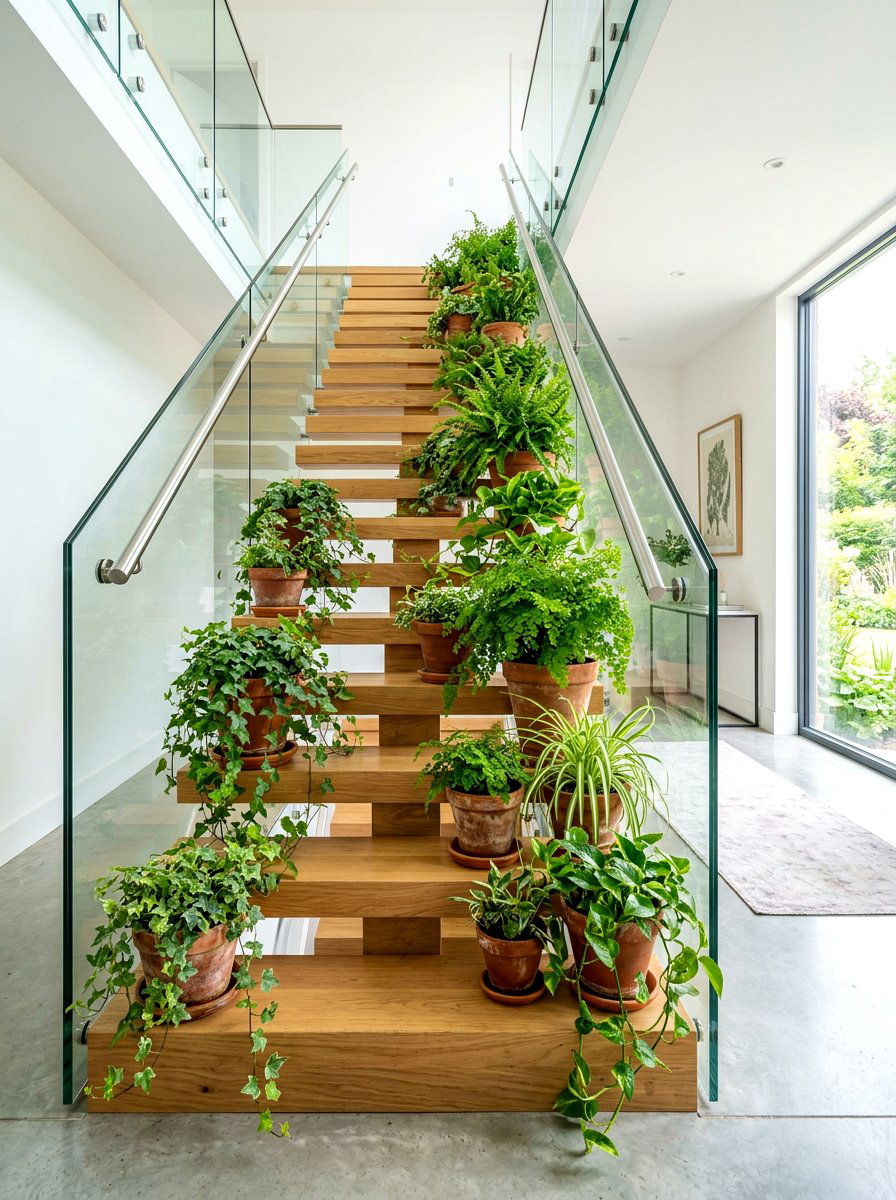 Potted Plant Staircase - 30 biophilic interior design ideas