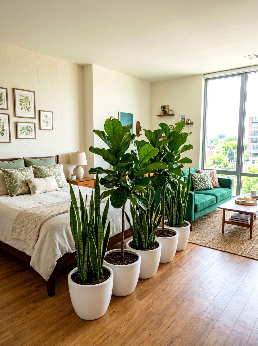 Potted Plant Wall - 30 studio apartment divider ideas