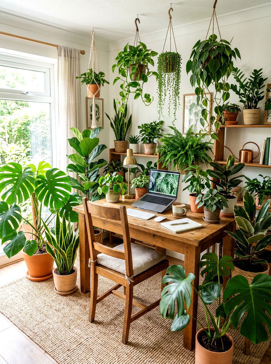 Potted Plant Workspace - 30 cozy office ideas