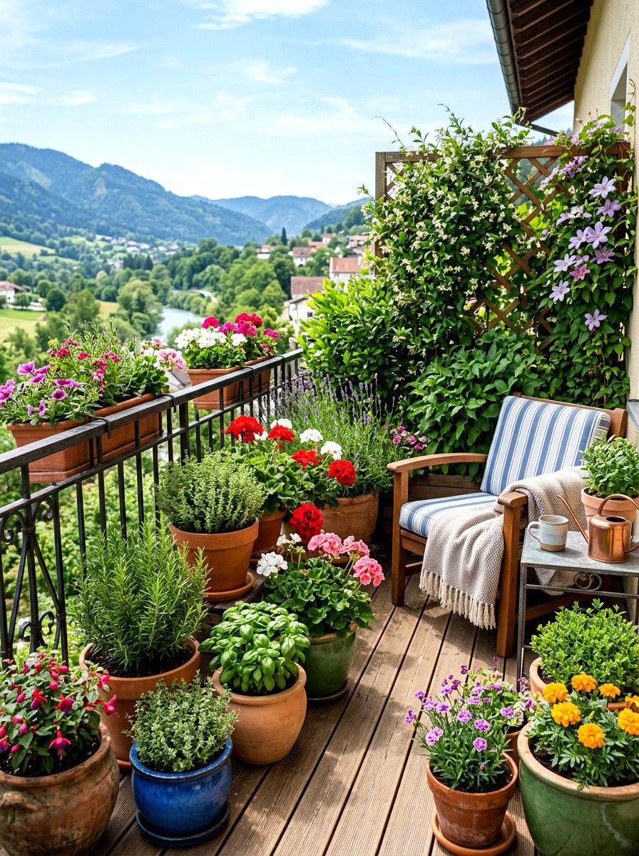 Potted Plants For Balcony - 30 balcony cafe apartment ideas