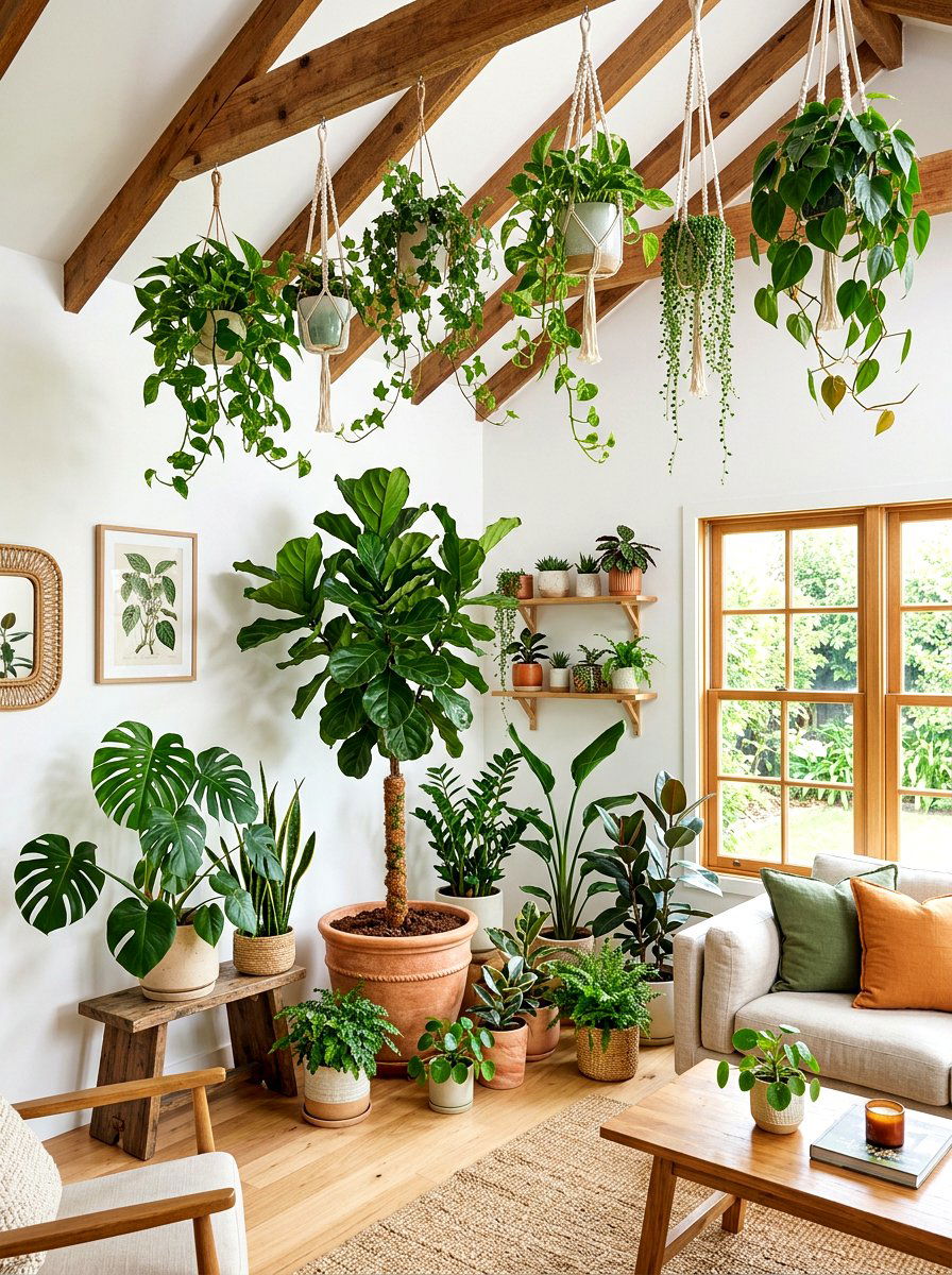 Potted Plants Placement - 30 sloped ceiling bedroom ideas