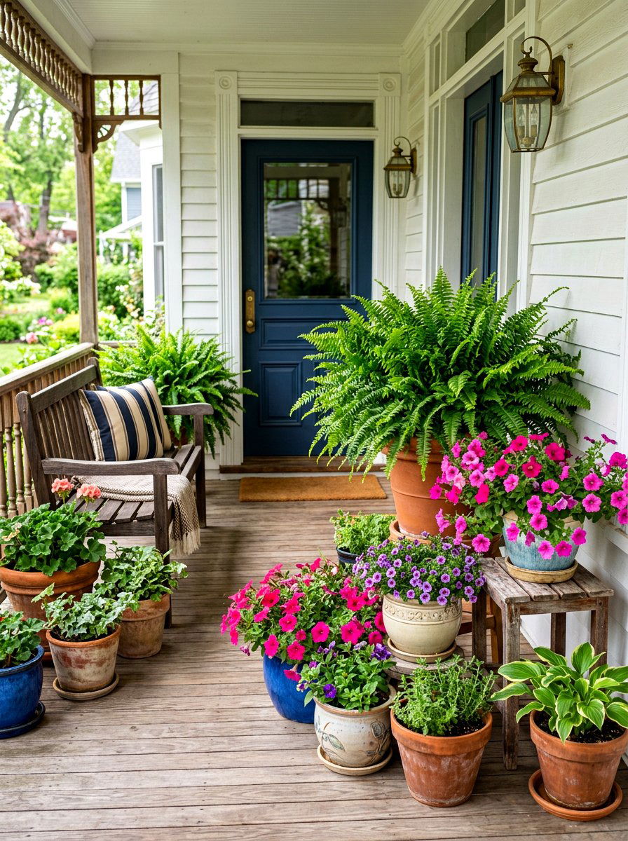 Potted Porch Plants - 30 porch makeover ideas