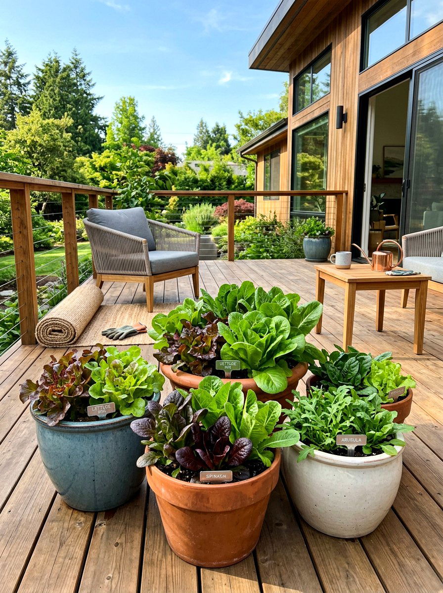 Potted Salad Garden - 30 edible landscaping ideas