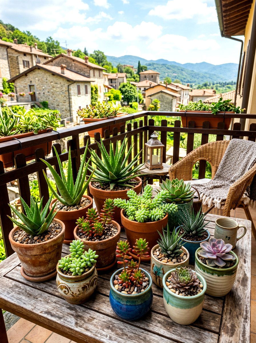 Potted Succulents - 30 xeriscape garden ideas