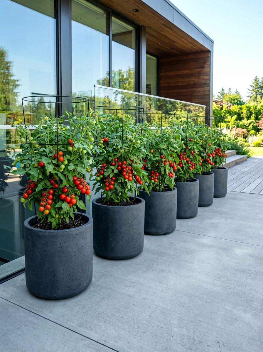 Potted Tomato Garden - 30 beginner vegetable garden ideas